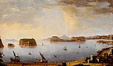 Famous Bay Paintings - View Of The Bay Of Pozzuoli With The Port Of Baia, The Islands Of Nisida, Procida, Ischia And Capri